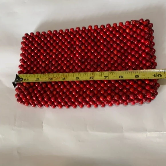 Vintage Red Beaded Clutch - Picture 6 of 11